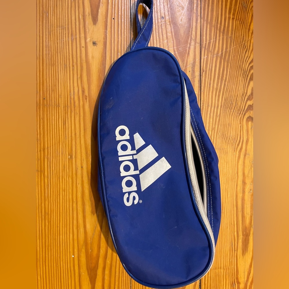 Adidas Shoe / Cleats Travel Bag Blue Vintage 90s Spellout Nylon Retro Soccer